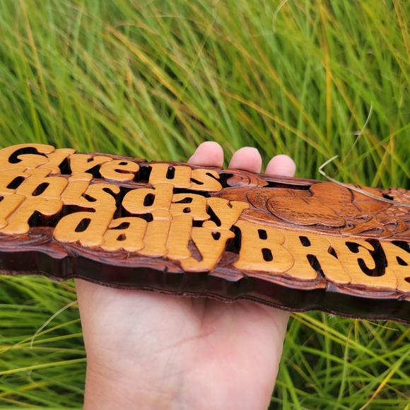 Wooden Daily Bread Mahogany Wall Art ~ Religious ~ Handmade ~ Thanksgiving Art - Picture 13 of 16
